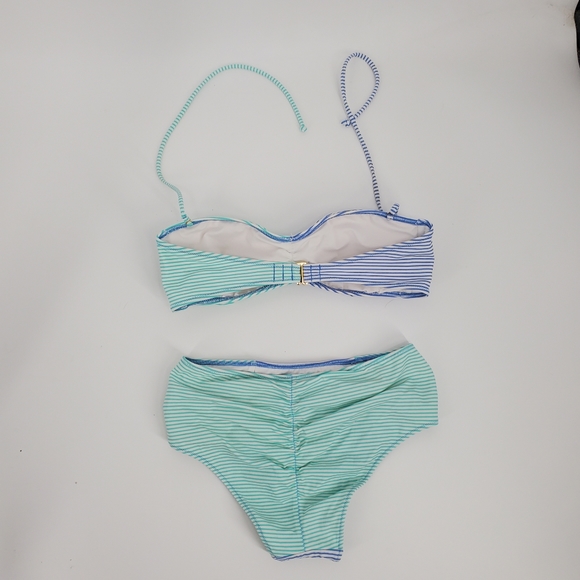 Victoria Secret Blue & White Striped Halter Bikini Set Sz. S - Picture 6 of 15